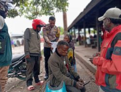 Bhabinkamtibmas Ajak Warga Pasar Potikelek Waspada Narkoba dan Tertib Lalu Lintas