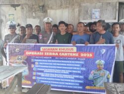 Pelaksanaan Ops Zebra Cartenz 2025, Sat Lantas Polres Sarmi Beri Binluh kepada Komunitas Mobil Rental di Mararena