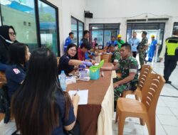 Semangat Kemanusiaan, Personel Kodim 1310/Bitung Turut Partisipasi Donor Darah Di HUT PT. Pertamina Ke-68