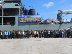 Dandim 1310/Bitung sebagai Danup Pada Upacara Pemberangkatan Karya Bakti Skala Besar Kodam XIII/Merdeka TA 2026 ke Kepulauan Talaud dan Sangihe