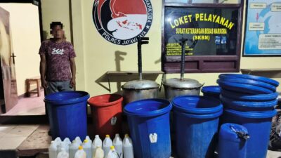 Satresnarkoba Polres Jayawijaya Amankan Lokasi Produksi Miras Lokal Cap Tikus di Wamena