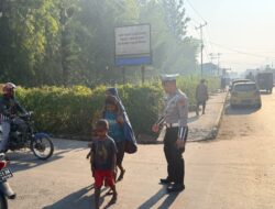 Satlantas Polres Jayawijaya Hadir di Pagi Hari, Wujudkan Keselamatan Berlalu Lintas Melalui Strong Point